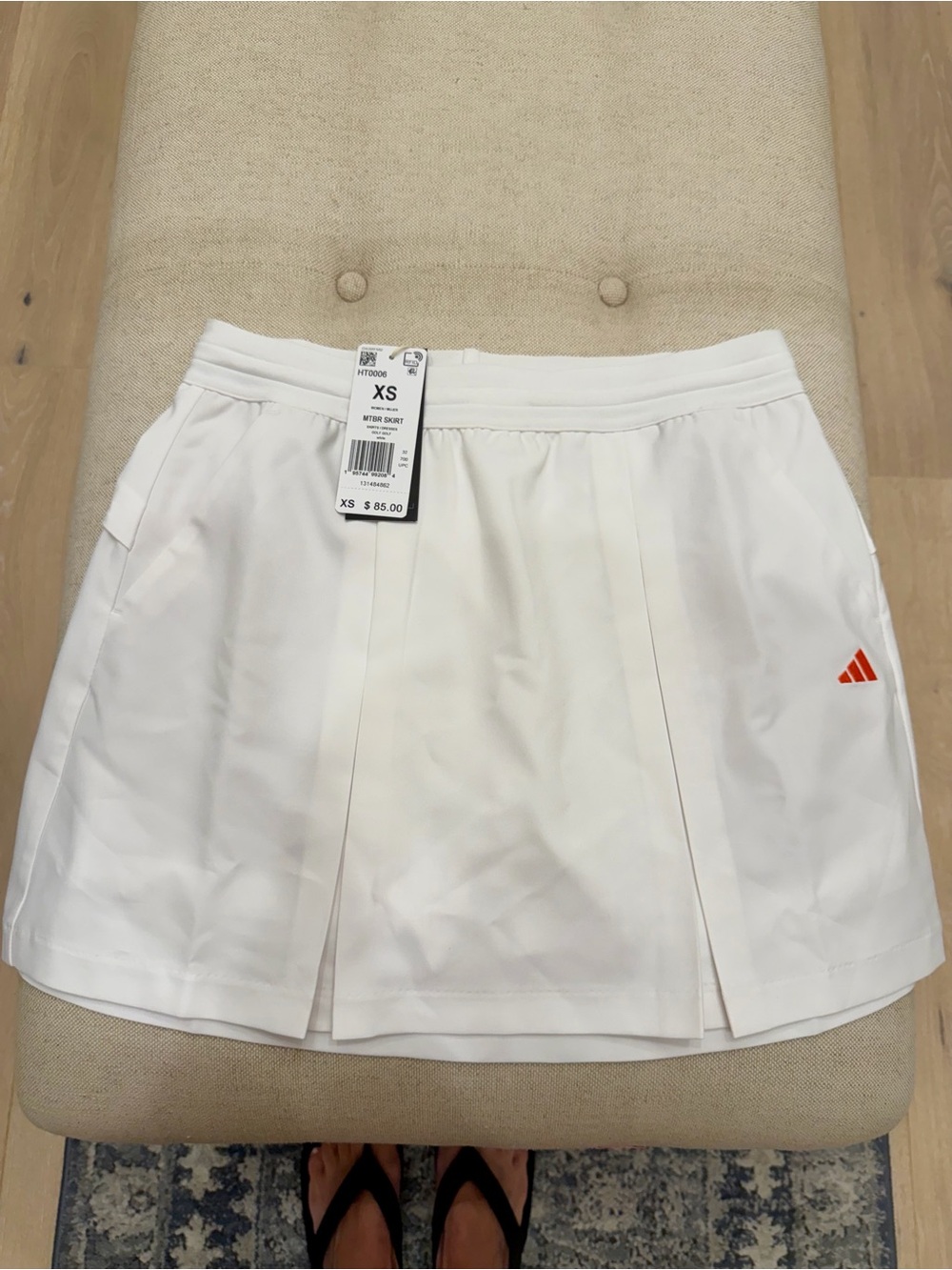 adidas White Golf Skirt with Orange Logo